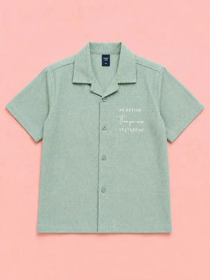 BloomUp Boys Pista Green Casual Shirt – Half Sleeve Summer Shirt