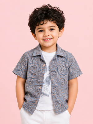 Grey Premium Casual Boys Soft Cotton Kids Fashion Wear BloomUp