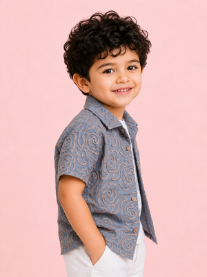 Grey Premium Casual Boys Soft Cotton Kids Fashion Wear BloomUp