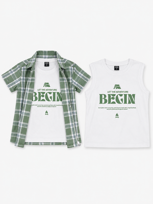 Boys Green Check Open Shirt Soft Cotton Kids Fashion Wear BloomUp