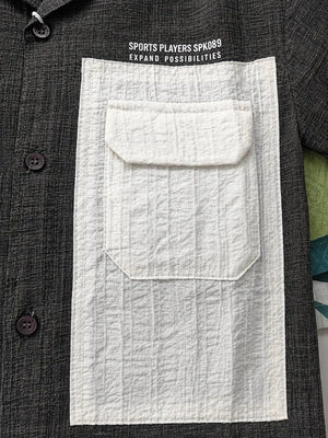 BloomUp Boys Charcoal Grey Utility Pocket Casual Shirt – Half Sleeve Summer Shirt