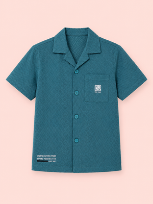 Boys Teal Short Sleeved Button Soft Cotton Kids Fashion Wear BloomUp