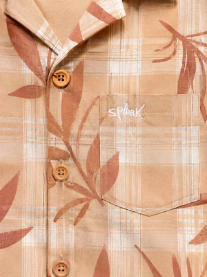 BloomUp Boys Beige Tropical Printed Shirt – Casual Half Sleeve Summer Shirt