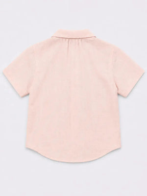 BloomUp Peach Mushroom Print Shirt for Boys – Soft Cotton Summer Casual Shirt