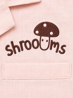 BloomUp Peach Mushroom Print Shirt for Boys – Soft Cotton Summer Casual Shirt