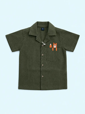 BloomUp Olive Green Casual Shirt for Boys & Toddlers (2–5 Years)