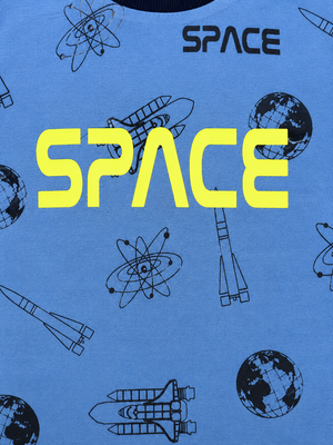 Blue Space Graphic T-Shirt for Toddlers – Soft Cotton Summer Tee for Boys BloomUp