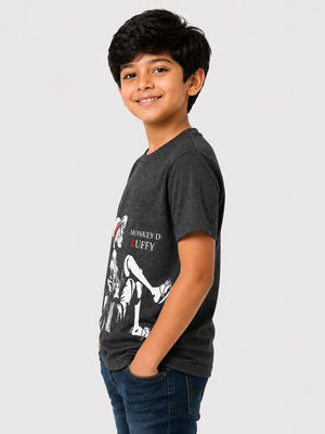 Boys Charcoal Graphic Shirt With Soft Cotton T-Shirt BloomUp