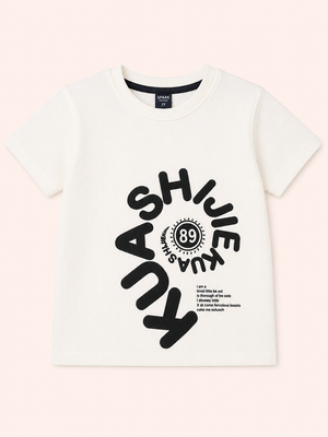 Boys White Soft Cotton T-Shirt Casual Fashion Kids Wear BloomUp