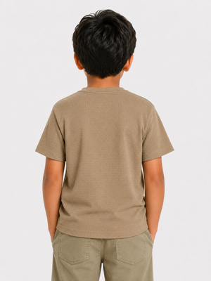 Boys Beige Graphic Shirt With Soft Cotton T-Shirt BloomUp