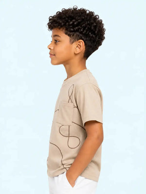 BloomUp Fawn Abstract Print Pocket T-Shirt for Boys
