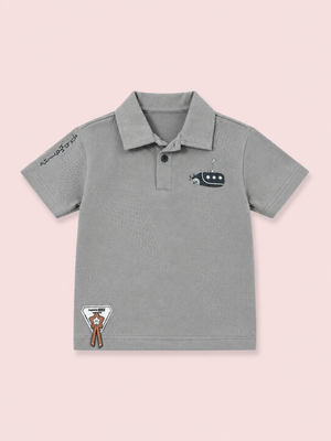 Boys Grey Soft Cotton T-Shirt Casual Fashion Kids Wear BloomUp