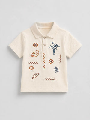BloomUp Off-White Polo T-Shirt for Older Boys & Kids (8–16 Years)