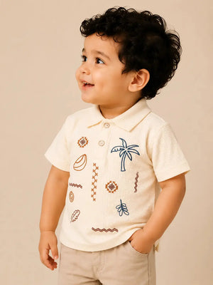BloomUp Off-White Polo T-Shirt for Older Boys & Kids (8–16 Years)