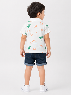 Boys White Soft Cotton T-Shirt Casual Fashion Kids Wear BloomUp