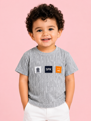 Boys Grey Soft Cotton T-Shirt Casual Fashion Kids Wear BloomUp