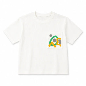 BloomUp Boys Abstract Pocket Detail Cotton T-Shirt – Off White Casual Half Sleeve Tee