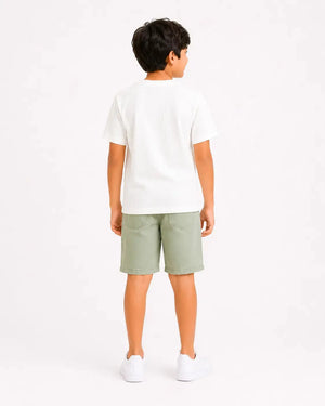 BloomUp Boys Abstract Pocket Detail Cotton T-Shirt – Off White Casual Half Sleeve Tee