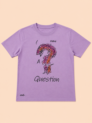 Boys “I Have A Question” Graphic Cotton T-Shirt – Lavender Casual Half Sleeve Tee for Kids BloomUp