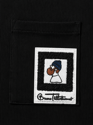 Boys Black Textured Cotton T-Shirt – Casual Pocket Detail Half Sleeve Tee for Kids BloomUp