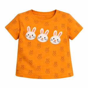 Orange Bunny Graphic Kids T-Shirt – Soft Cotton Cute Summer Wear for Girls BloomUp