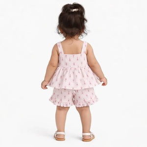 Pink Floral Print Kids Co-ord Set – Soft Cotton Summer Wear for Girls BloomUp