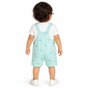 Mint Green Printed Dungaree with T-Shirt Kids Co-ord Set – Soft Cotton Summer Outfit for Boys BloomUp