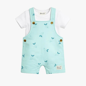 Mint Green Printed Dungaree with T-Shirt Kids Co-ord Set – Soft Cotton Summer Outfit for Boys BloomUp