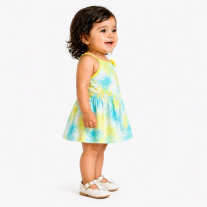Yellow Tie-Dye Halter Top & Skirt Co-ord Set for Girls – Soft Cotton Summer Kids Outfit BloomUp