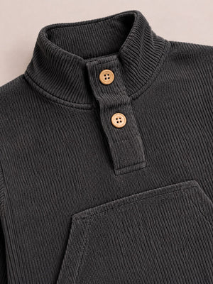 Dark Gray Corduroy Sweatshirt & Joggers Set for Toddlers – Cozy & Stylish Boys Outfit BloomUp