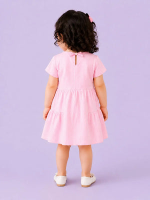 BloomUp Light Blue Striped Kids Dress – Soft Cotton Summer Wear for Girls