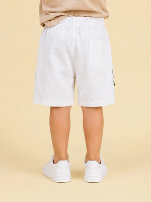 BloomUp White Cargo Shorts for Boys – Soft Cotton Summer Wear Kids Shorts