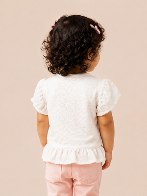 Crisp White Girls Top 0-24M BloomUp
