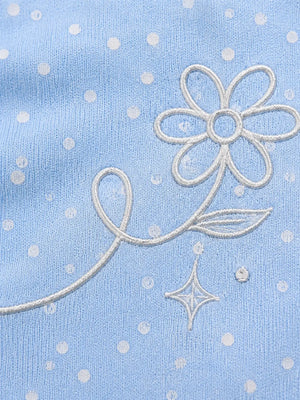 BloomUp Light Blue Frill Sleeve Top & Striped Shorts Set – Comfortable Cotton Summer Outfit for Toddler Girls