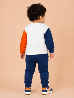 BloomUp Mamma Is My Bestie Colorblock Sweatshirt & Jogger Set for Kids – Soft Fleece Winter Co-ord Outfit