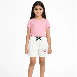 Spark Kids Black Daisy Cotton Shorts | Soft Drawstring Summer Shorts for Boys & Girls | Comfortable Casual Kids Wear Spark