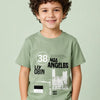 Sage Green Los Angeles Graphic Half Sleeve T-Shirt for Boys – Soft Cotton Casual Summer Wear