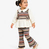 Brown Check Peplum Top & Flared Pants Set for Girls – Soft Cotton Casual Party Wear