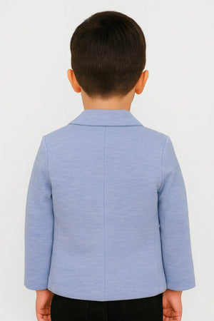 Light Blue Cotton Blazer Kids Jacket – Soft Button-Front Formal Wear for Boys BloomUp