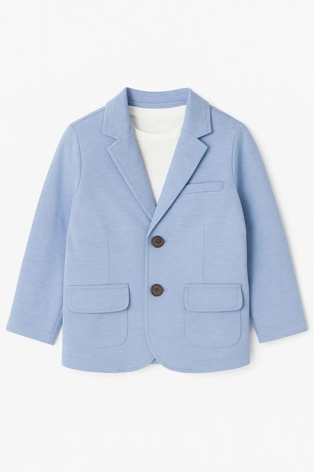 Light Blue Cotton Blazer Kids Jacket – Soft Button-Front Formal Wear for Boys BloomUp
