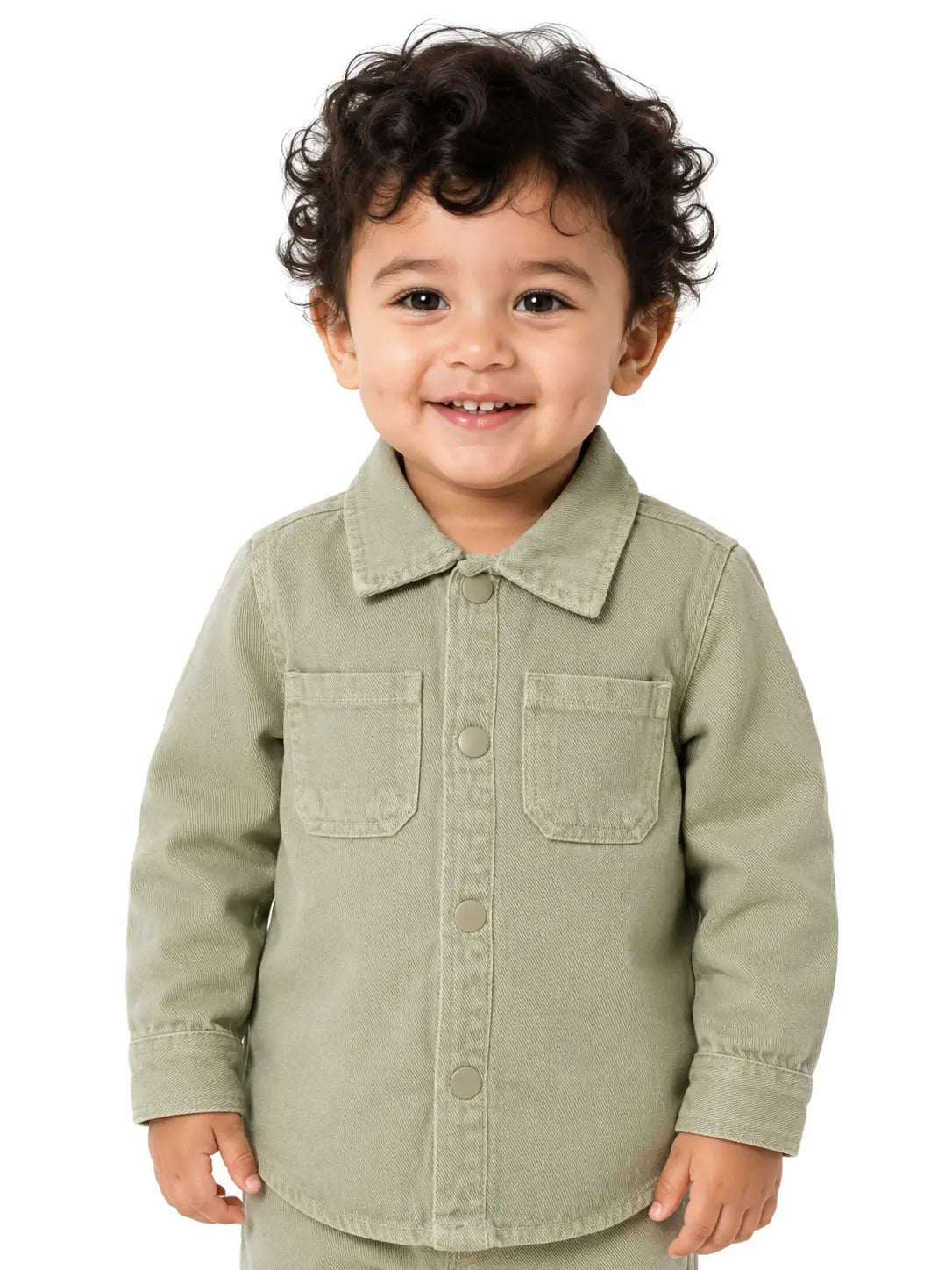 Olive Green Utility Shirt & Pant Set for Kids – Soft Cotton Casual Wear Co-ord Outfit