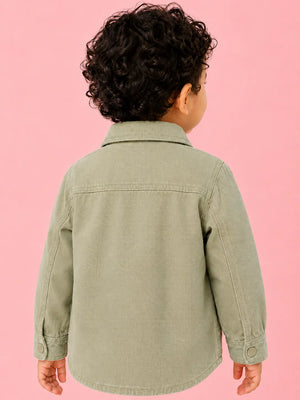 BloomUp Olive Green Utility Shirt & Pant Set for Kids – Soft Cotton Casual Wear Co-ord Outfit