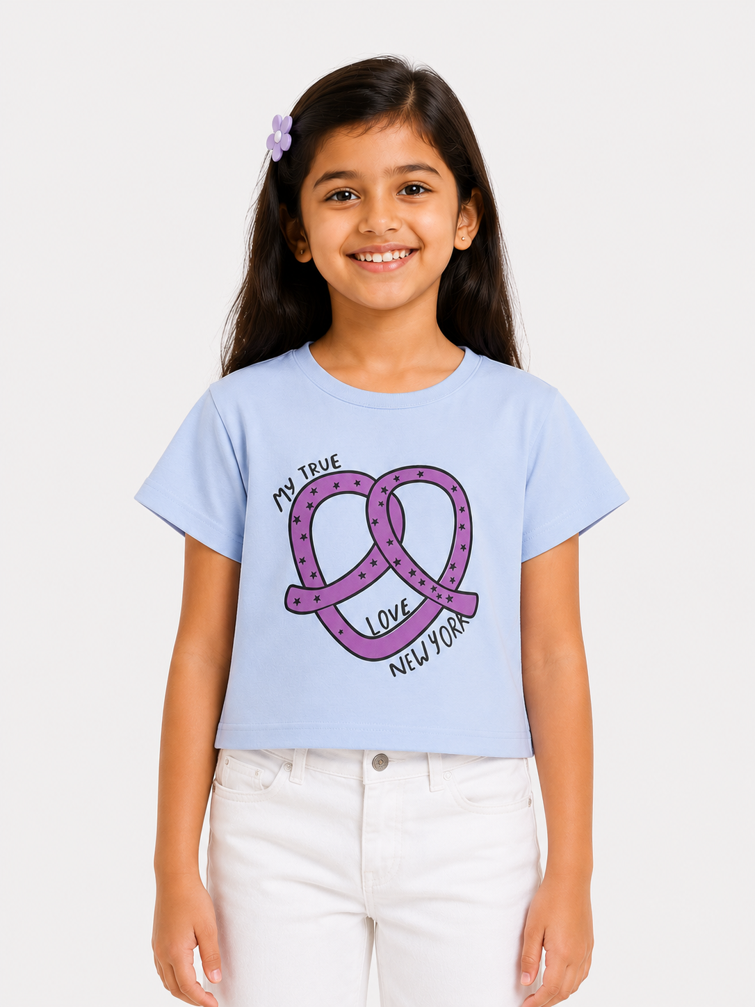 Stylish Girls Short Sleeved Blue Jersey Soft Cotton Kids Fashion Wear BloomUp