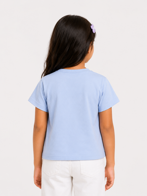 Stylish Girls Short Sleeved Blue Jersey Soft Cotton Kids Fashion Wear BloomUp