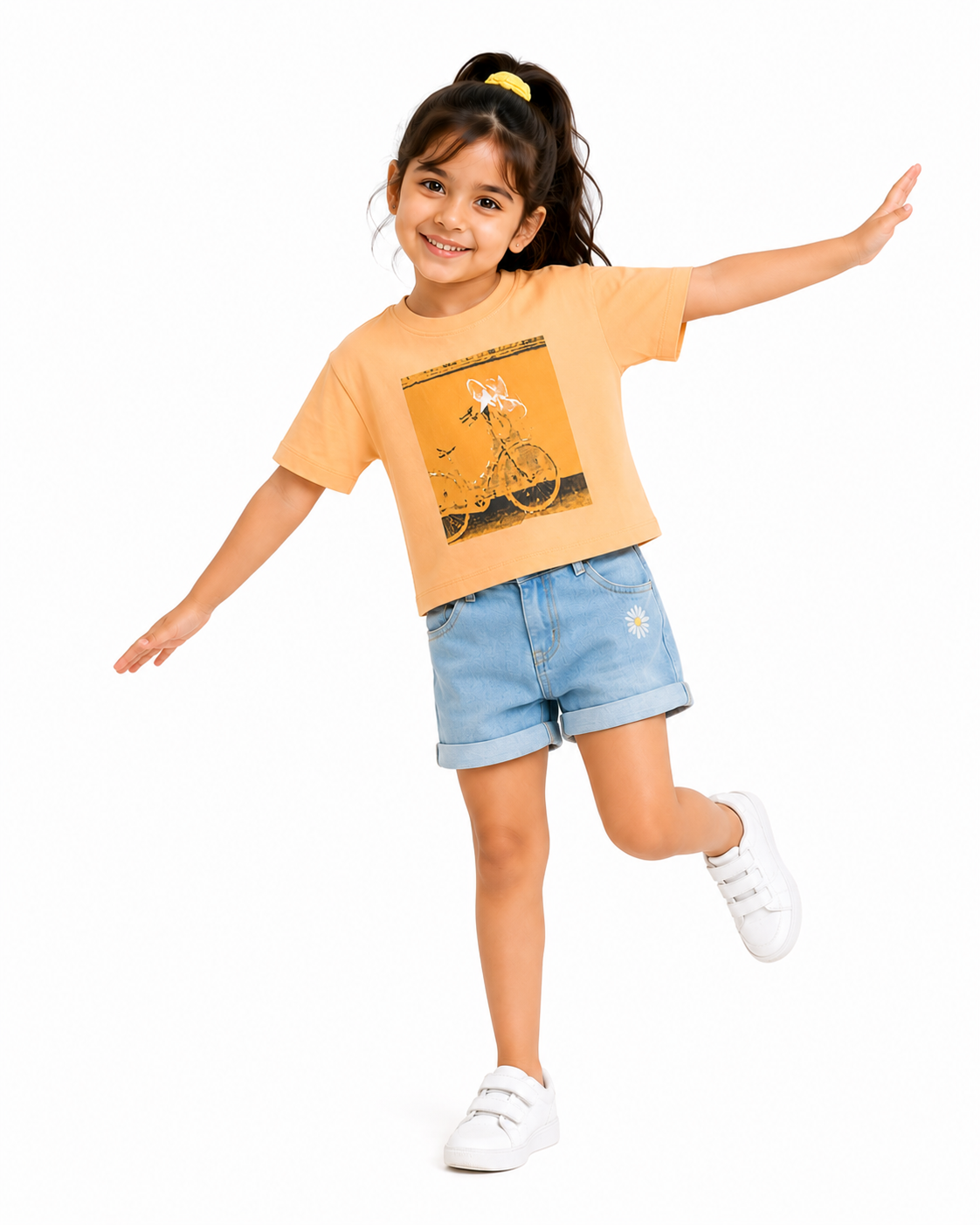 Girls Short Sleeved Blue Jersey Soft Cotton Kids Fashion Wear BloomUp