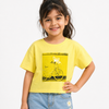 Yellow Graphic Printed Crop Top for Girls – Soft Cotton Casual Wear