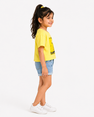 Girls Short Sleeved Jersey Shirt Soft Cotton Kids Fashion Wear BloomUp