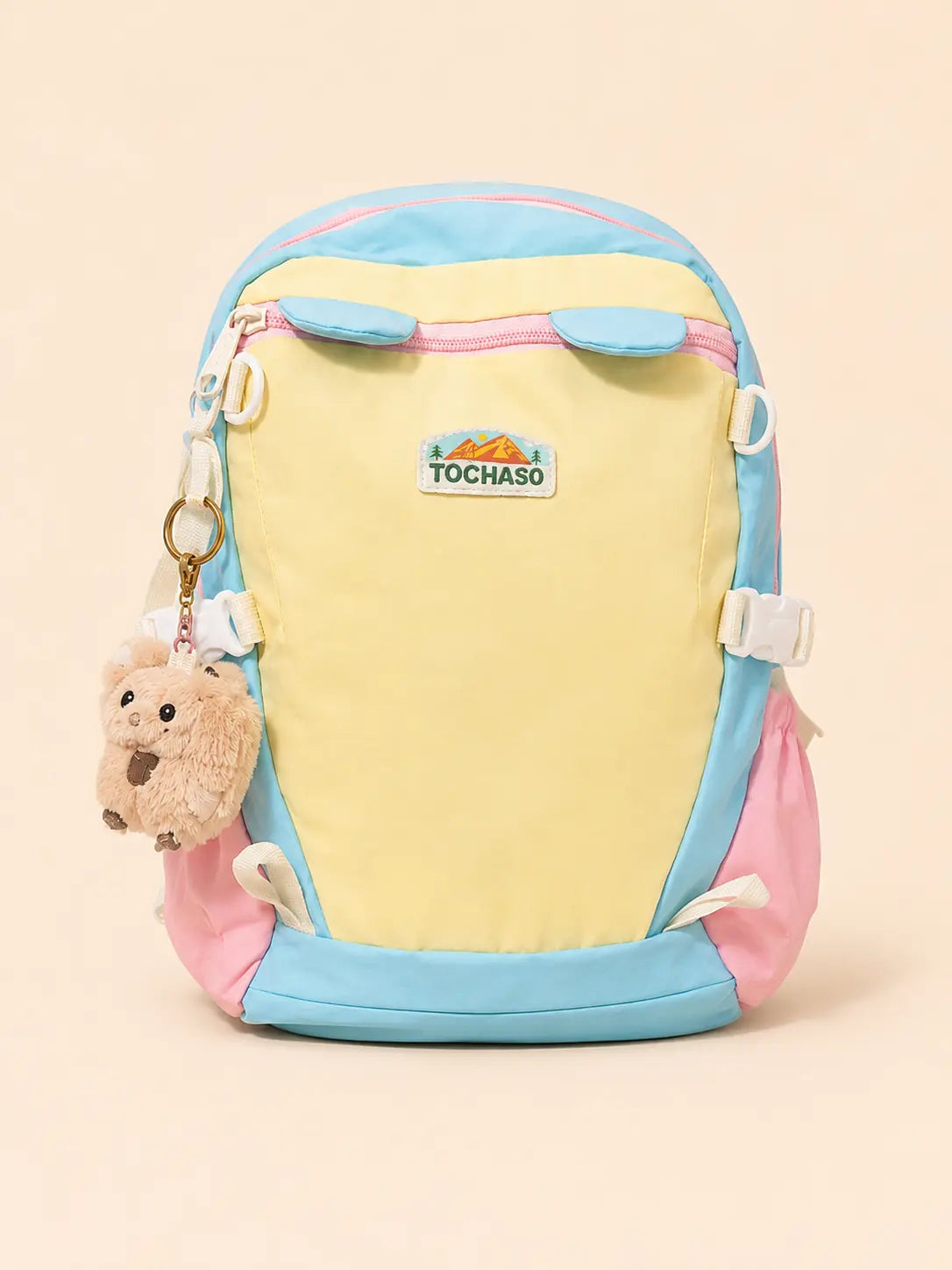 BloomUp Kids Designer Backpack – Lightweight Pastel School Bag with Plush Keychain & Adjustable Straps