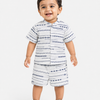 Off White Ethnic Print Shirt & Shorts Co-ord Set for Boys – Soft Cotton Casual Summer Outfit