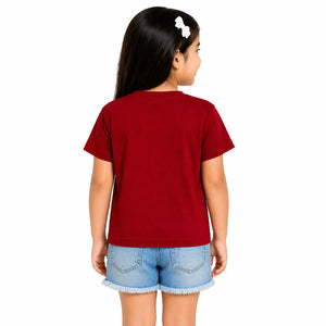 Red Floral Graphic Crop Top for Girls – Soft Cotton Summer Wear Kids T-Shirt BloomUp